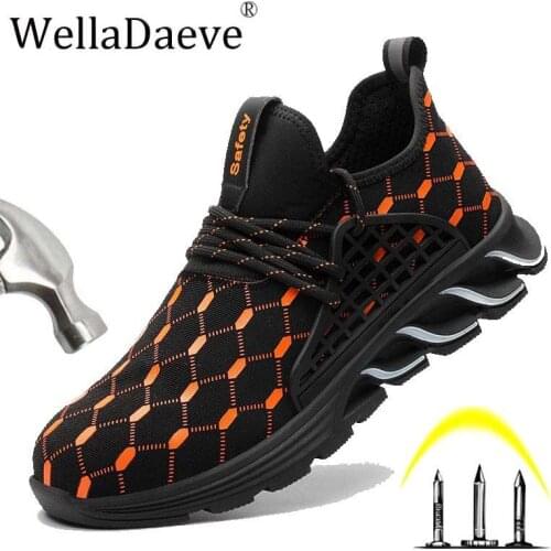 Men And Women Steel Toe Safety Boots Lightweight Outdoor Construction Sneaker Anti-smashing Puncture-Proof Protective Work Shoes