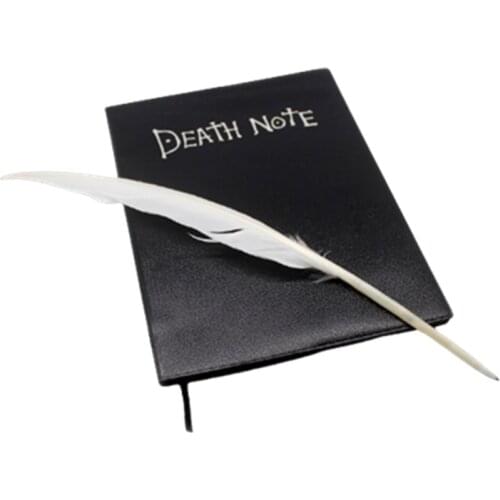 A5 Anime Death Note Notebook & Feather Pen Set Leather Cover Book Animation Art Writing Journal Death Note Notepad