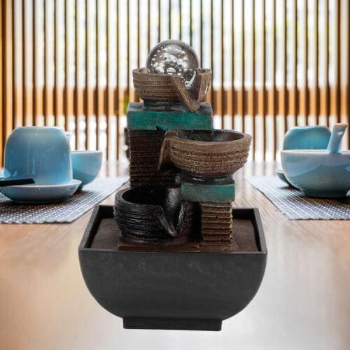 Innovative Resin Indoor Tabletop LED Water Fountain Flowing Water Waterfalls With Led Light Ornament For Home Office Decoration