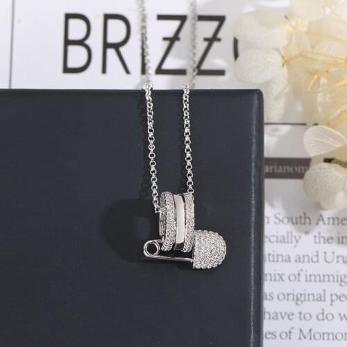 New Fashion Pin Pendant Necklace Trendy Womens Simple Broochh Choker Necklace Brinco Birthday Gift Whosale Jewelry Zk30