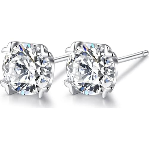 S925 sterling silver all-match simple zircon inlaid ladies earrings