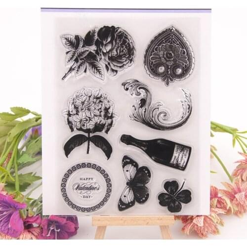Rose Butterfly Transparent Seal Clear Silicone Stamp Cutting DIY Scrapbook Rubber Coloring Embossing Decor Reusable 12.5*18cm