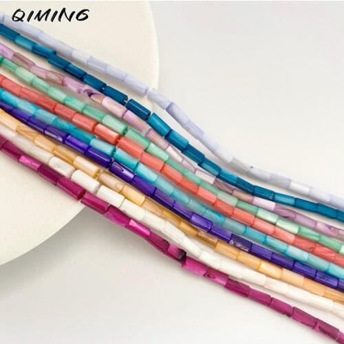 4x8mm 42-46 pcs/approx 35cmStrand Natural Shell Beads Cylindrical Shape Shell Loose Beads DIY jewelry Colorful Beads
