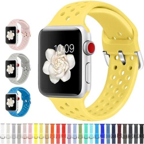 Suitable for Apple Watch 2 3 4 5 6 se porous and breathable rubber bracelet suitable for Iwatch 40mm 44mm 38mm 42mm apple strap
