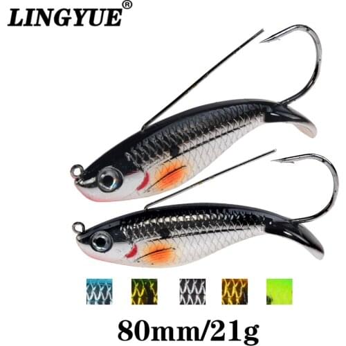 LINGYUE Fish Scale Fishing Lures 80mm 21g Artificial Fishing Wobblers Hard Bait 3D Eyes Lifelike Lead Body Pesca