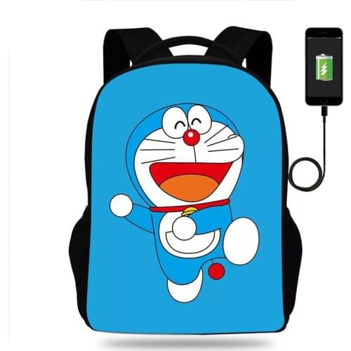 Cartoon Doraemon Backpack Boys Girl School Bag Children Teenager USB Charging Daily Travel Backpack Kids Gift Schoolbags Mochila