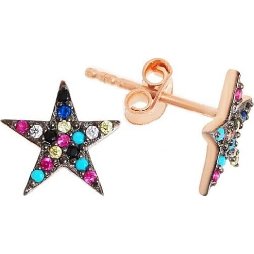 Argentum Concept-Sea Star Motif Color Cubic Zirconia Silver Earrings-K067501