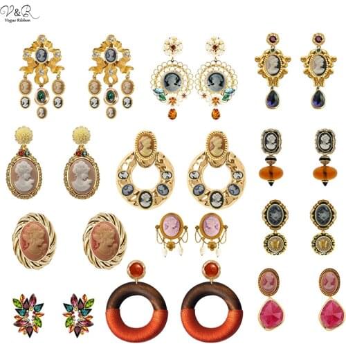 Earrings 2020 New Trendy Danity Stone Post Stud Earring/ Drop Earring/ C-hoop Earring/ Portrait Tassel Earring Gift