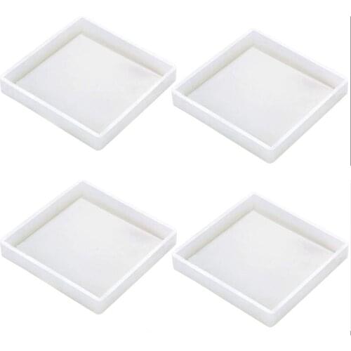 Silicone Coaster Molds Silicone Resin Mold, Clear Epoxy Molds For Casting With Resin, Concrete, Cement And Polymer Clay (4 Pack