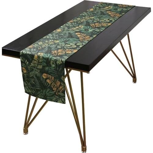 Modern green plants printed table runner cotton linen tablecloth dust proof table cloth cover for cabinet dustproof towel
