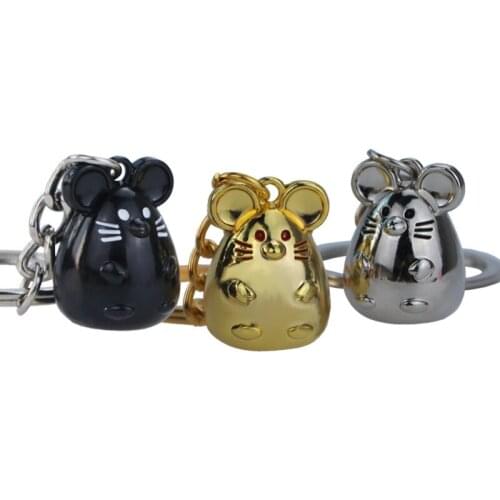 Stereoscopic Mascot Gold SIiver Rat Mouse Keychain For Women Men Cute Rats Bag Keychains Car Keyring Fashion Jewelry A786