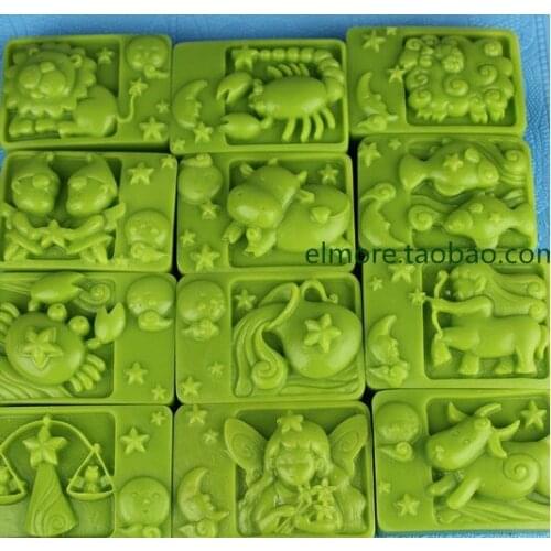 Thicken 12 Constellation silicone mold handmade soap gel silica mould candel mold 12pcs/lot