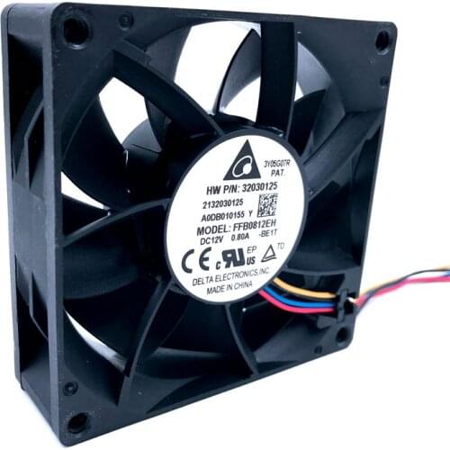80mm PWM Cooling Fan 8cm FFB0812EH 80*80*25mm 12V 0.80A 6200RPM High Speed CFM Cooler 12V Dual Ball Bearing Fan,for Delta