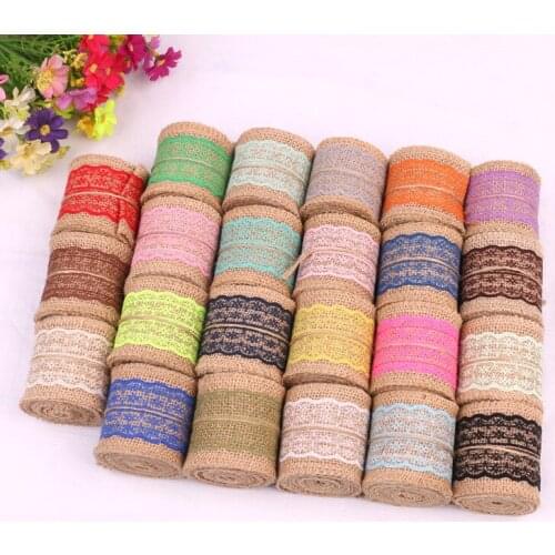 High quality (10 meters/Rolls) 6cm Sewing Fabric Lace Linen Burlap Silk Ribbon Wedding Dress Decor DIY Craft Supplies Ribbon