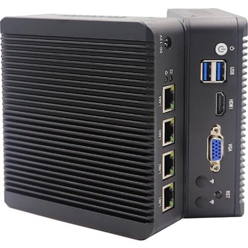 X86 Linux Fanless Mini PC 4 Intel LAN Celeron J3160 Quad Core Firewall Router pfSense OPNsense 4 Nic Network Server AES-NI