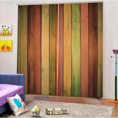 Photo Blackout Window Drapes Luxury 3D Curtains rainbow wooden curtains 3D Curtain Printing Blockout Polyester