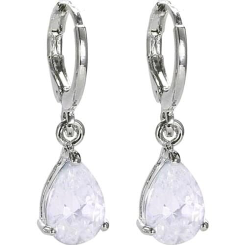 High Quality Elegant Women Teardrop Cubic Zirconia Dangle Wedding Long Earrings Elegant Bridal Wedding Engagement Jewelry Access