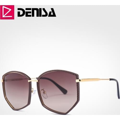 DENISA Brown Sunglasses Women Polarized Vintage Cat Eye Sunglasses 2019 UV400 Driving Glasses Pink Black Shades For Women G29918