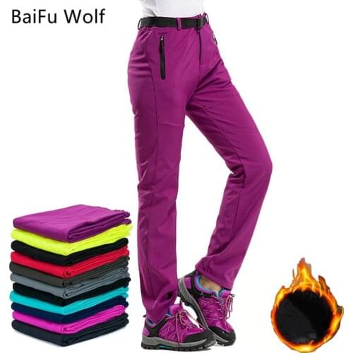 2021 Womens Winter Hiking Pants Outdoor Sports Fleece Softshell Trousers Mountain/ski/trekking Waterproof Pants Women Aw195