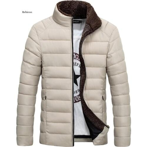 Winter Men Jacket Parka Fleece Oversize Solid Black Basic Jackets Casual Warmness Cotton Clothes Fashion Man Overcoat