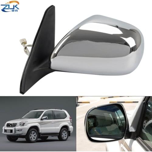 ZUK Exterior Rearview Mirror Assy Chroming 5Pins Folding Lens Adjustable For Toyota For Land Cruiser Prado 2002-2009 LC120