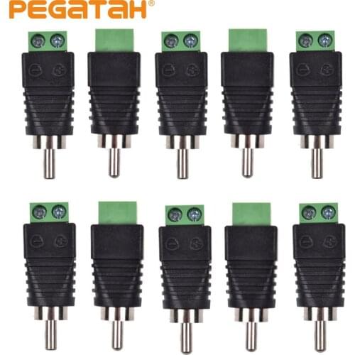 10pcs BNC Connector JR-R59-1 Male RCA plug with audio to terminal block for cctv system