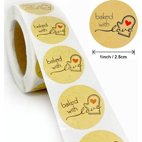 500pcs Brown Handmade with love Stickers 25mm Wedding Stickers for Party Favors Decoration Envelope Seals Stationery Stickers