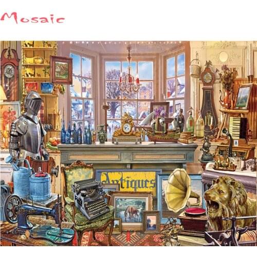 DIY 5d full diamond Embroidery,"antique shop"Cross Stitch,diamond painting store,Mosaic diamond,Rhinestone painting,home decor