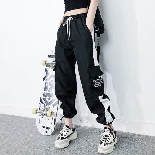 2021 summer cargo pants women High waist pants loose joggers pants streetwear punk black capris trousers Korean Harem Pants