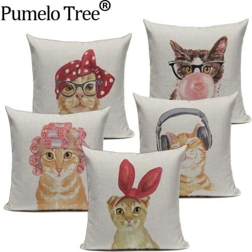 Customized Cushion Covers Animal Cat Pillowcase On The Pillow High Quality Cute Cartoon Sofa Cushion Cover For Living Room