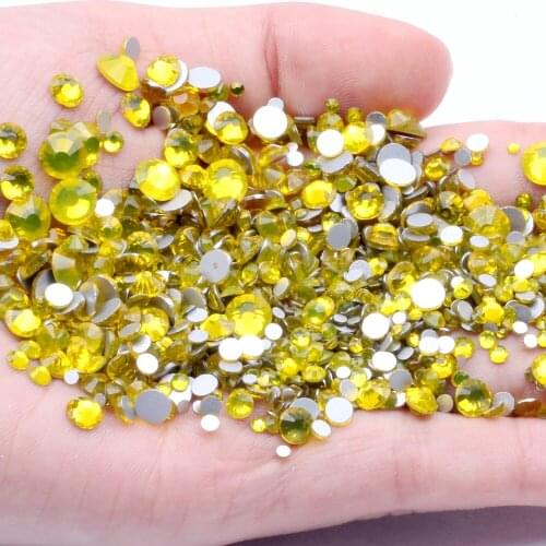 Citrine Color ss3-ss34 Non Hotfix Crystal Rhinestones Flatback Facets Glue On Strass Diamonds Appliques DIY Crafts Accessories