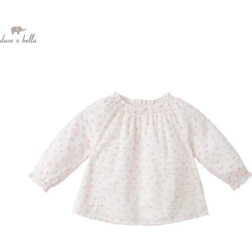 DB16740 dave bella spring fashion baby girls floral print shirts infant toddler tops children high quality clothes
