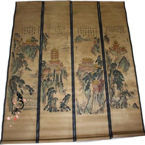 Decoration collection of four famous buildings of Chinese ancient calligraphy and painting, Chinese painting and landscape paint