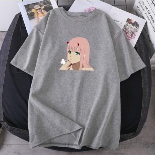 Oversize Short Sleeve Zero Two Top Tees Female Darling In The Franxx Anime Woman T-shirts Pretty Summer Harajuku Fashion Clothes