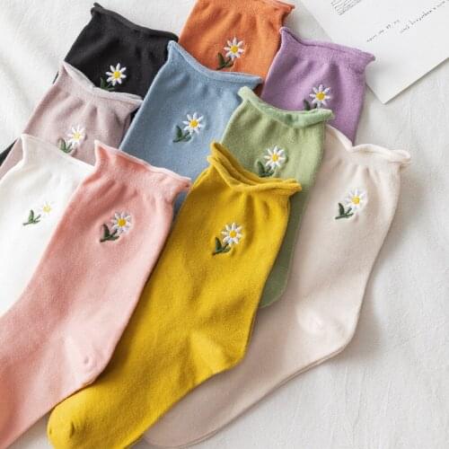 Frilly Cotton floral woman socks kawaii calcetines cute women skarpetki meias kobieta skarpety meia femme chaussettes calcetas