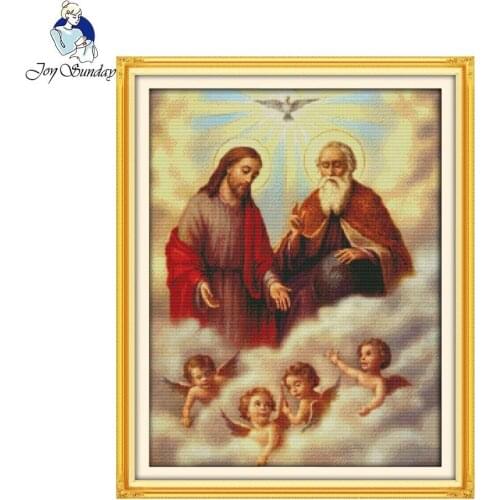 Joy Sunday Jesus and Cherubs Pattern Cross Stitch 11CT14CT DIY Cross Stitch Set Handmade Cross Stitch Kits Embroidery Needlework