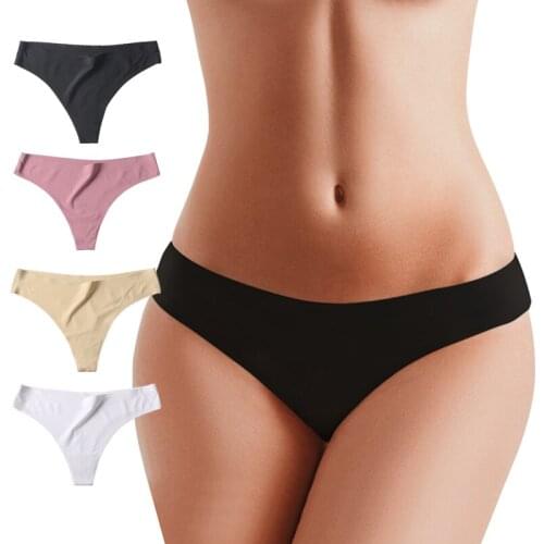 3PCS Set Panties for women thong Sexy ice silk Intimate Underpants Female Underwear Invisible Lingerie Briefs M-XL