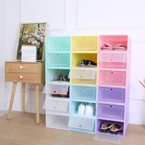 6PCS Shoes Boxes Thickened Transparent Drawer Case Plastic Shoe Boxes Stackable Box Shoe Organizer Shoebox caja organizadora