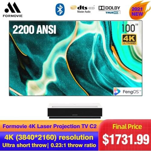 Formovie C2 4K Cinema Laser Projector 2200 ANSI Lumens ALPD 3.0 5G WiFi Android 9.0 100 inch Display Bluetooth 4.2 Laser TV 4K