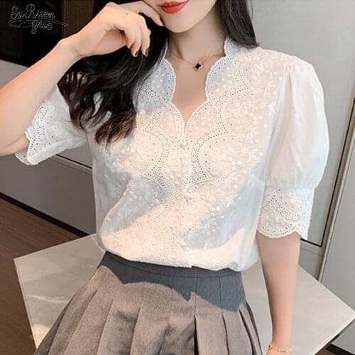 Women blouses plus size tops short sleeve V collar office striped chiffon blouse women shirts womens tops and blouses 4325 50