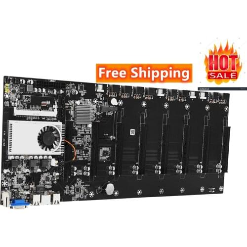Free Shipping Mining Motherboard 8 GPU Bitcoin Crypto BTC Etherum Miner Support DDR3 8GB 1066 1333 1600MHz Mining Board With CPU