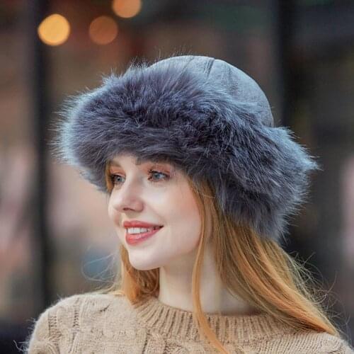 Mongolian Men Women Winter Faux Fur Suede Fluffy Beanie Warm Thick Hat Snow Cap hats for women fashion
