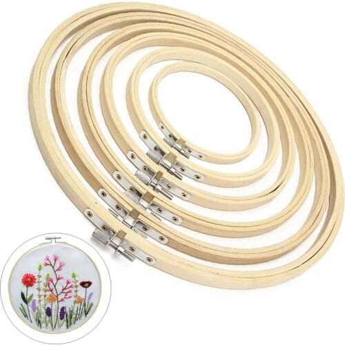 Nonvor 6 Pieces DIY Embroidery Hoop Set Bamboo Circle Cross Stitch Hoop Ring Sewing Hoop Embroidery and Cross Stitch