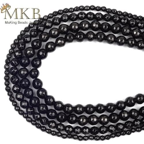 Natural Black Nano Vacuum Plating Faceted Hematite Stone Spacer Loose Round Beads For Jewelry Making 3mm-10mm Diy Bracelet 15"