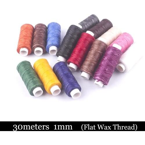 Junetree leathercraft 1 mm 30 Meter 22 Colors Durable Leather Waxed Thread Cord for DIY Handicraft Tool Stitching Thread needle