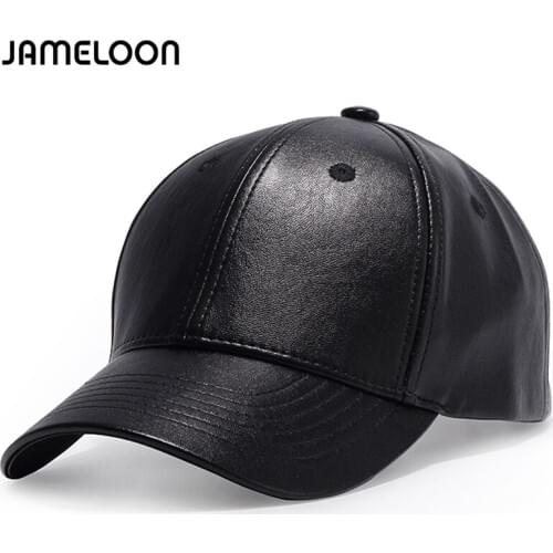 [JAMELOON] New fashion high quality faux leather PU Cap summer casual snapback baseball caps for men women plain hat wholesale