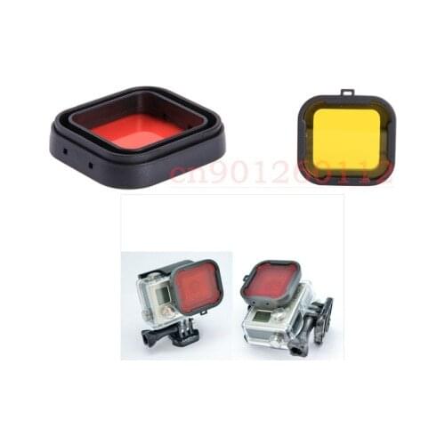 New 2In1 Yellow & Red color polarizer UV lens filter for mini camcorder GoPro hero 3+ Hero 4 Diving filter