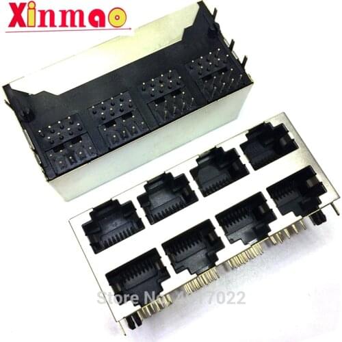 1pcs Internet Access Socket Ethernet Port Socket RJ45 Interface 2*4 8Pin 8 Core Connectors 8P8C Crystal Head Socket RJ45 2x4 8P