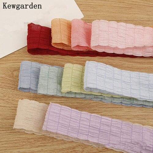 Kewgarden Folds Stripe Voile Ribbon 1" 1.5" 25mm 40mm DIY Hair Bow Accessories Handmade Tape Flower Packing Riband 10 Yards