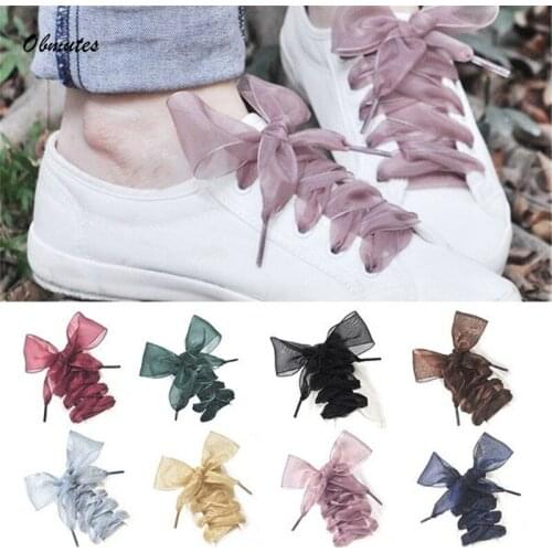 110cm Widened Transparent Silk Shoelaces Sneaker Shoe Strings 4cm Wide Yarn Shoelaces Wholesale